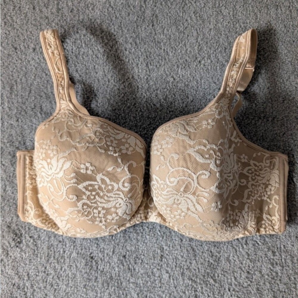 acique Underwire Push‑Up Bra Women’s 40DD Beige Lace Lined Supportive